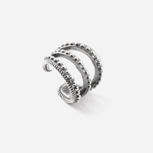 EAR CUFF TRIPLE TIE PUNTINATO IN ARGENTO