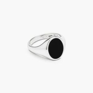 ANELLO CHEVALIER OVALE IN ARGENTO CON SMALTO NERO