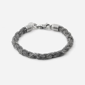 BRACCIALE INTRECCIO MIXED TEXTURE IN ARGENTO