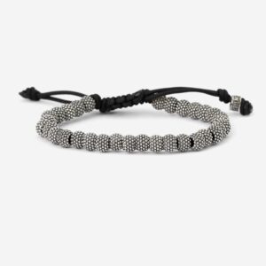 BRACCIALE CORDA CON ELEMENTI TONDI PUNTINATI IN ARGENTO