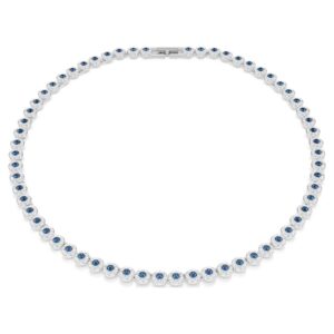 COLLANA TENNIS UNA ANGELIC TAGLIO ROUND, BLU