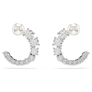 ORECCHINI A CERCHIO MATRIX, CRYSTAL PEARL, BIANCHI