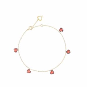 BRACCIALE 18 KT CUORI NUDI ROSSI
