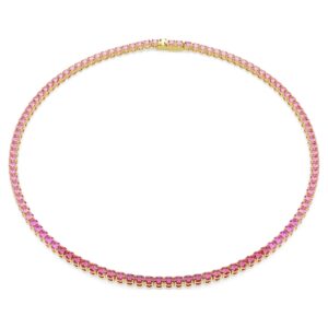 COLLANA TENNIS, MATRIX, PIETRE ROSA, DORATA